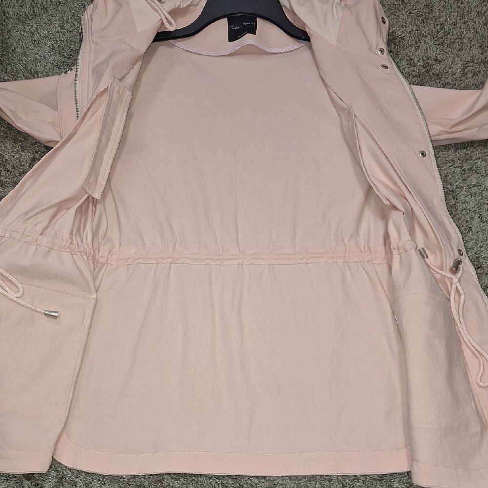 Eden Society Blush Pink Hooded Zip/Snap Front Utility Barn Jacket - S - Picture 6 of 8